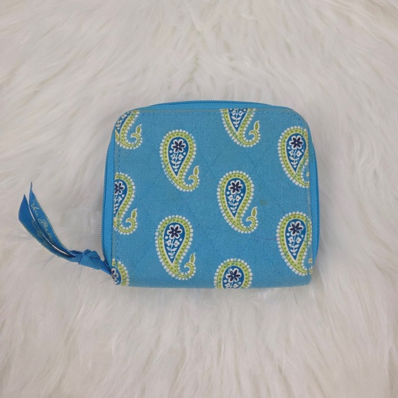 Vera Bradley Turquoise and Lime Green Paisley Wallet Pouch - Picture 5 of 6